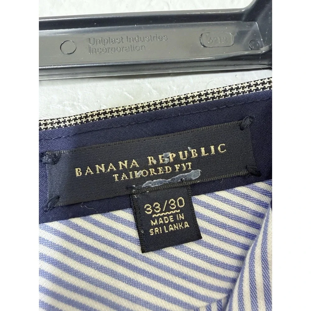 Banana Republic Mens Tailored Fit Wool Flat Dress Pants 33x30 Gray Houndstooth